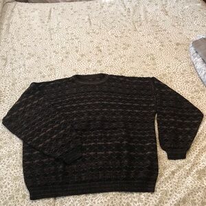 Elegant Black Patterned Crewneck Sweater